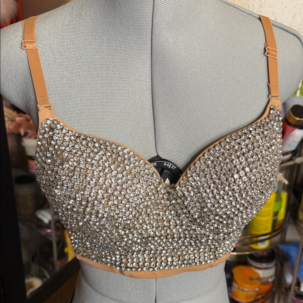 Sparkling Rhinestone Embellished Bra
